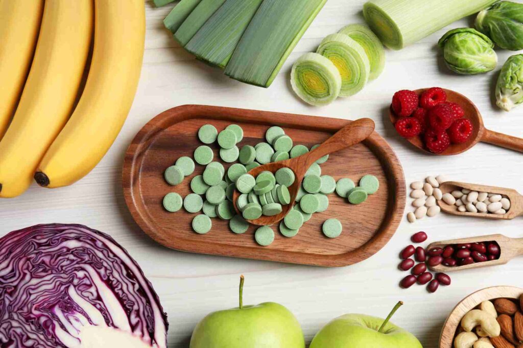 Frutti e verdure che contengono prebiotici e piccole pillole di prebiotici