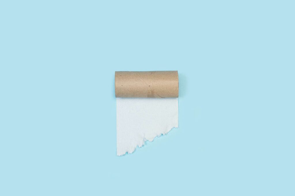rotolo di carta igienica finito che ne indica un uso massiccio a causa di diarrea liquida