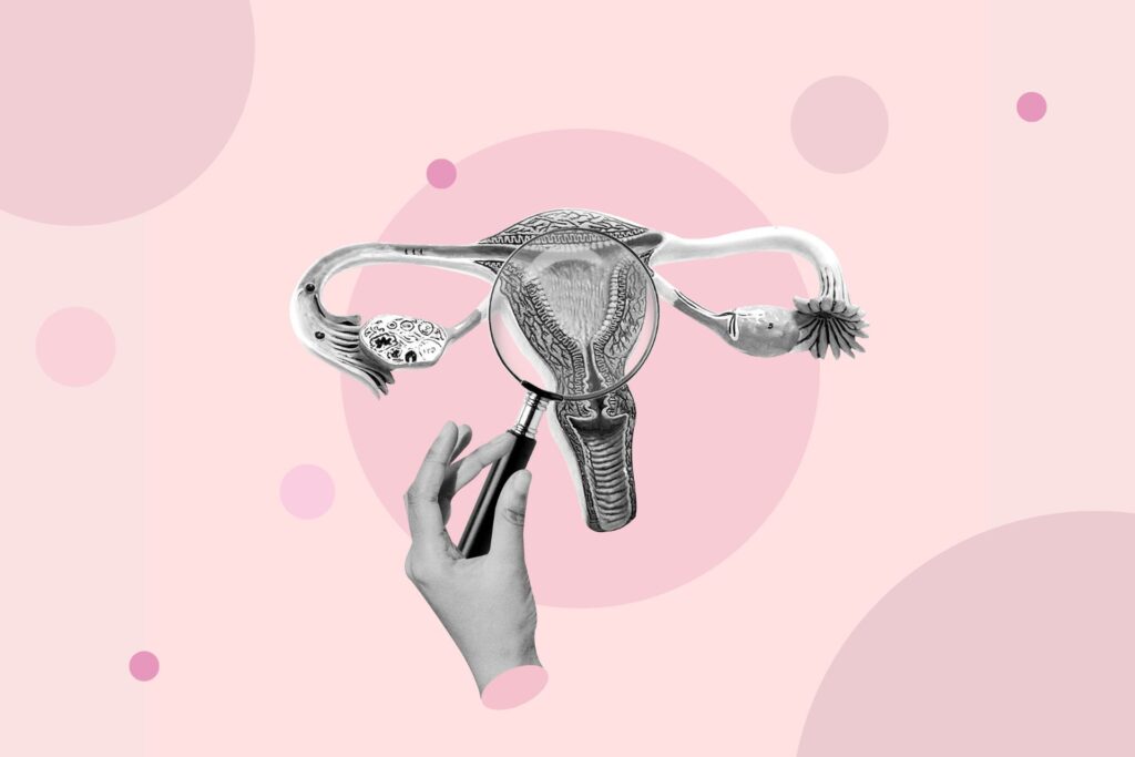 lente di ingrandimento su una vagina per indicare test del microbiota vaginale